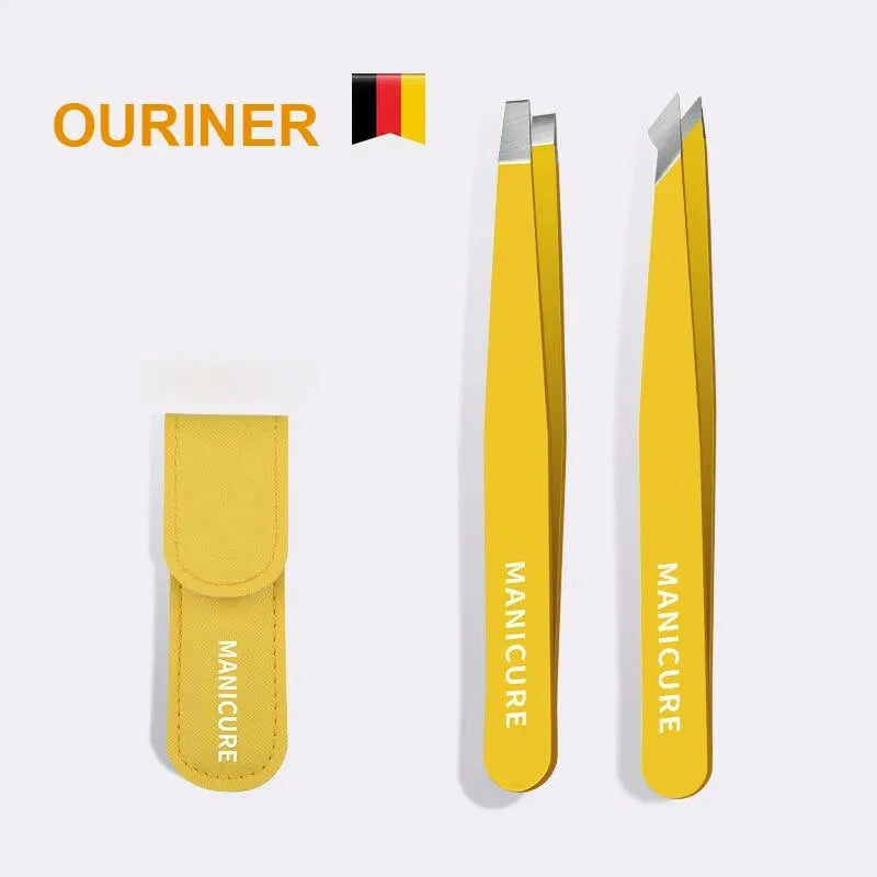 Stainless Steel Slanted Eyebrow Tweezers | Precision Fine Hair Remover & Beauty Tool