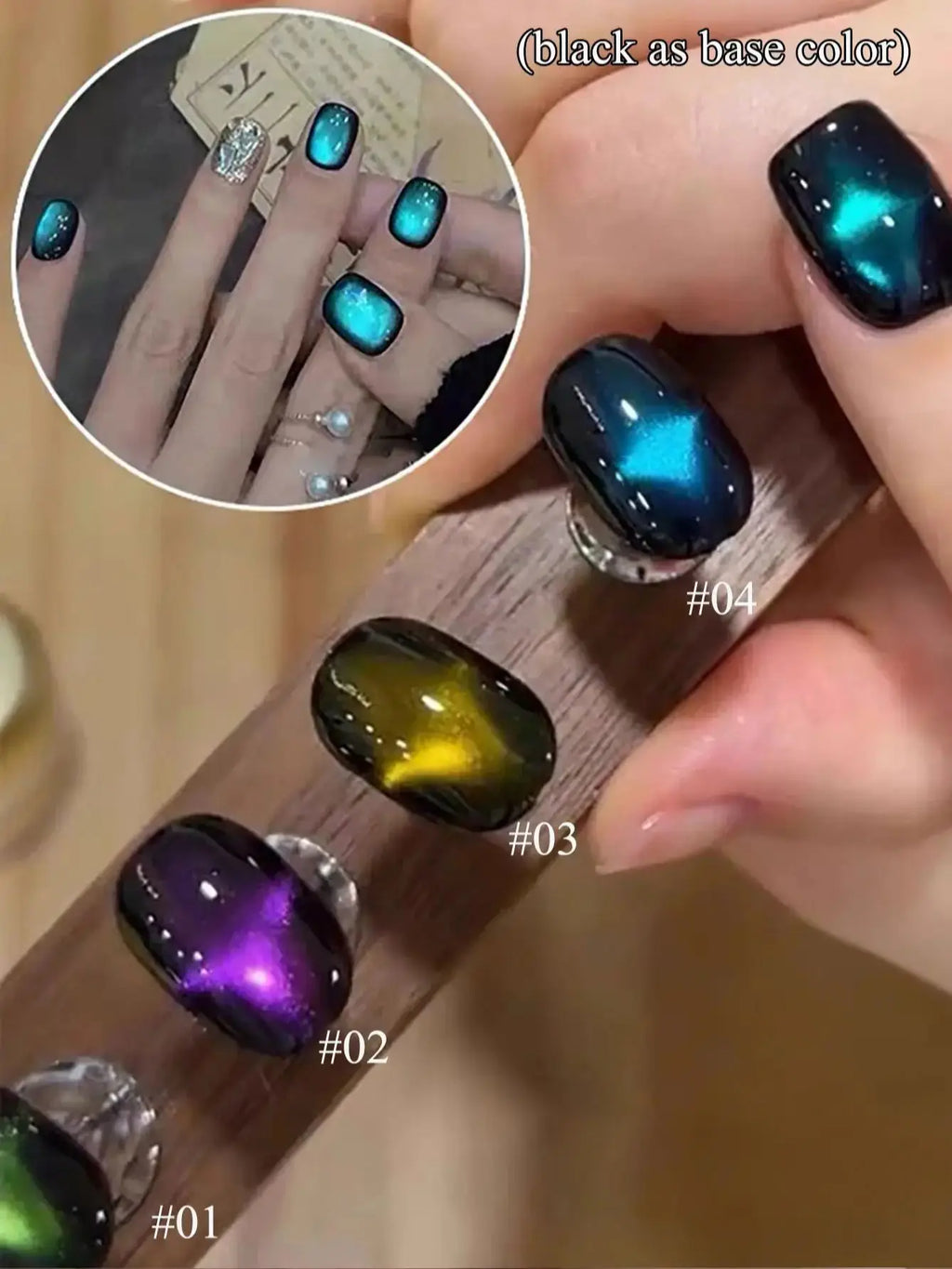 WS Black Glass Cat Eye Magnetic Gel Nail Polish