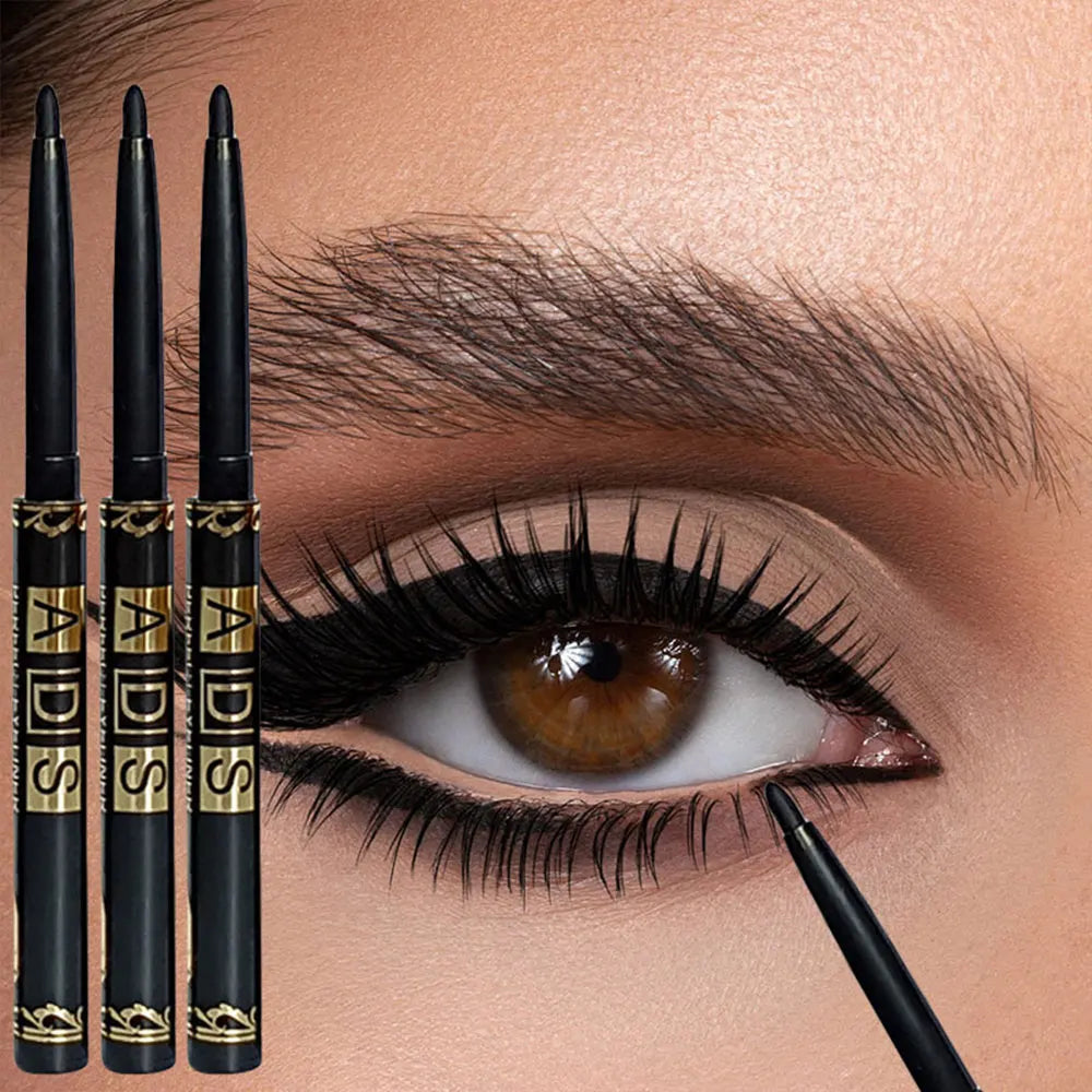 3-Piece Waterproof & Smudge-Proof Black Eyeliner Pencil Set