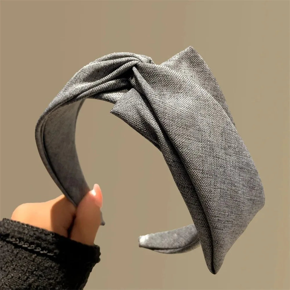 Soft Cotton Knit Wide Headband for Women - Ruched Scrunchie Texture Makeup Hair Hoop
