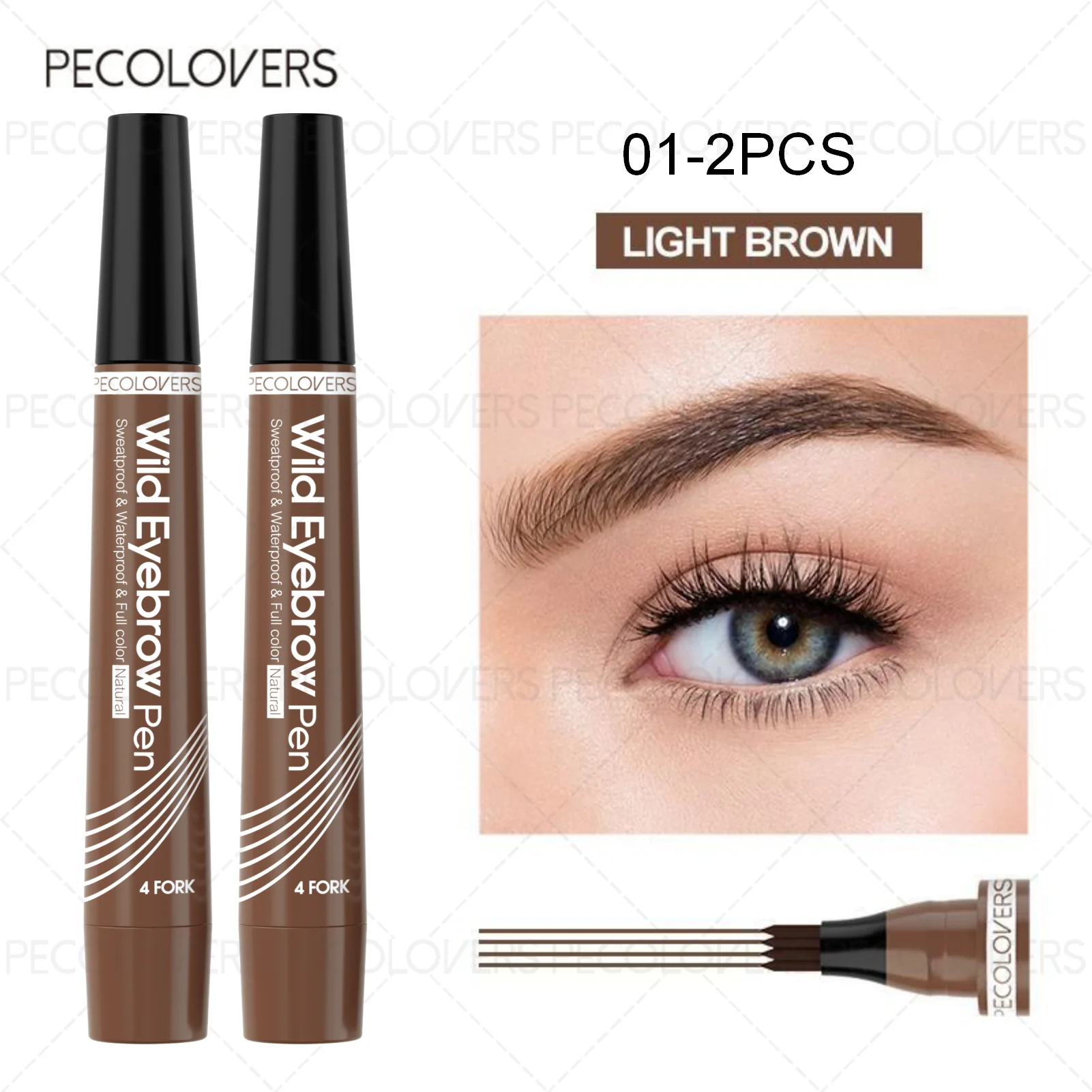 6-Color Waterproof Microblade Eyebrow Pen | 4-Tip Liquid Eyebrow Tattoo Pencil
