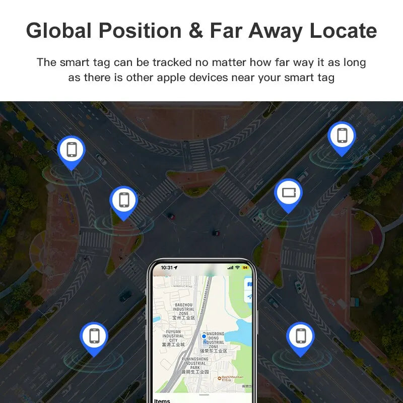 MFi-Certified Smart Bluetooth GPS Tracker | Anti-Lost Finder Tag for Apple Find My App