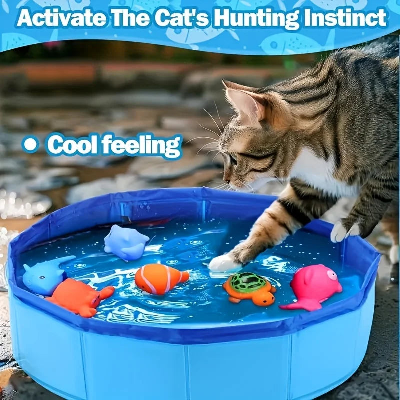 Portable Blue Pet Play Pool | Outdoor Splash Pad & Interactive Cat & Dog Water Oasis