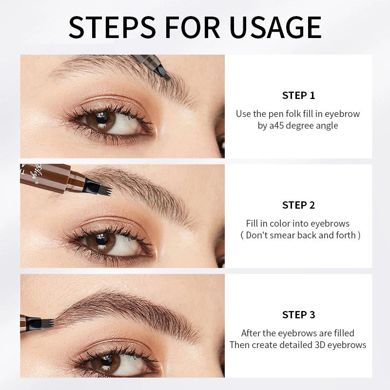 K-Beauty 4-Tip Microblade Eyebrow Pencil (Waterproof & Long-Lasting)