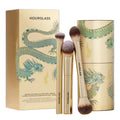 Hourglass-Style 3-Piece Makeup Brush Set with Storage Case