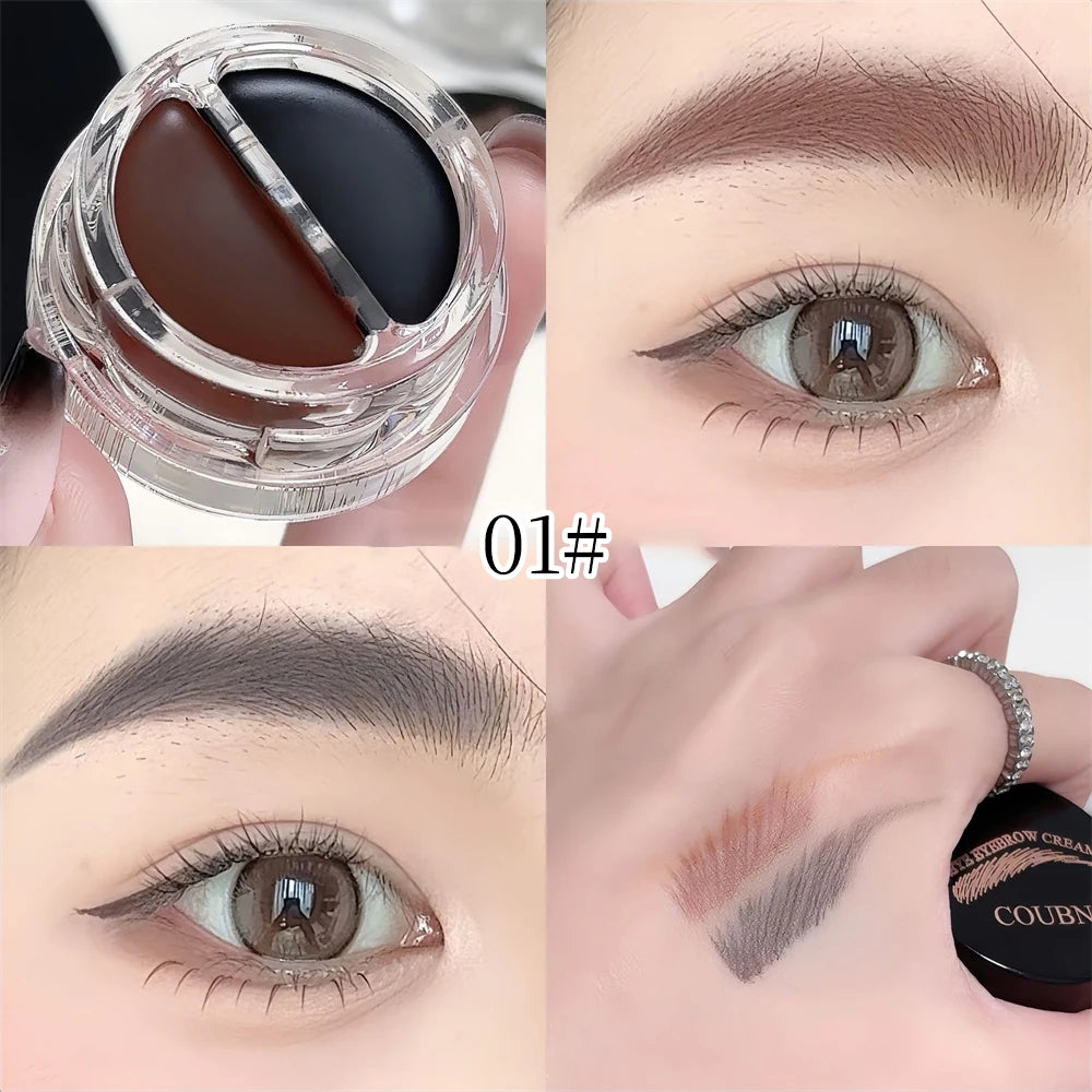 Two-Tone Matte Eyebrow Gel with Brush - Waterproof & Sweat-Proof 3D Natural Brow Cream