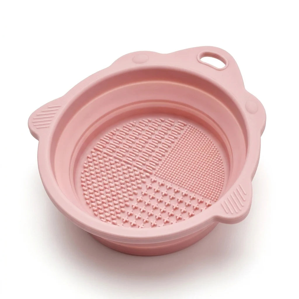 Makeup Brush Cleaner Bowl Set - Gentle Bristle Cleaning Mat for Brushes & Powder Puffs