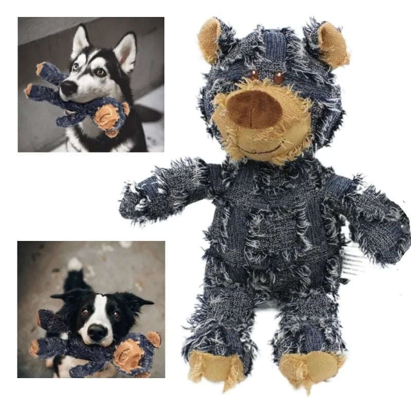 Interactive Plush Teddy Bear Dog Toy | Teeth Cleaning & Anti-Bite Squeaky Plaything