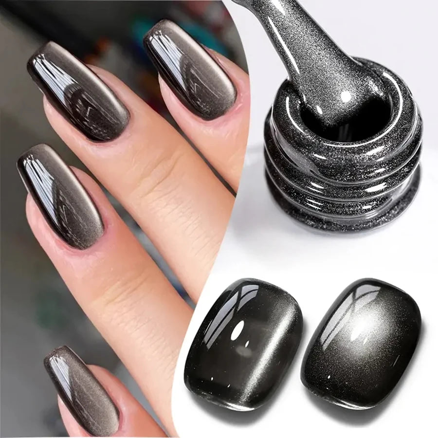 WS Black Glass Cat Eye Magnetic Gel Nail Polish