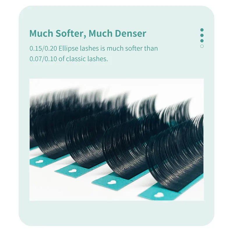 DIYDAY Ellipse Flat Eyelash Extensions (0.15 / 0.20mm) - Super Soft Natural Look Individual Lashes