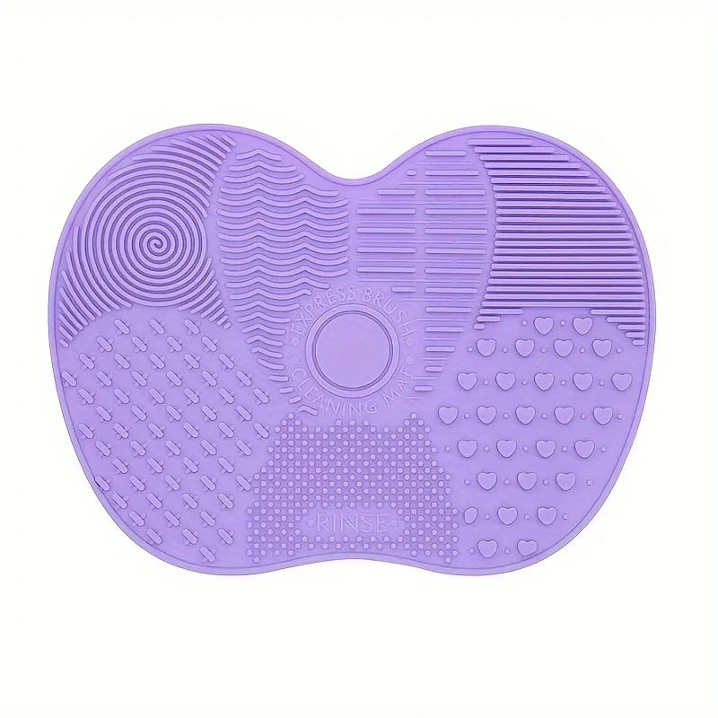 Apple-Shaped Silicone Makeup Brush Cleaning Mat | Portable Suction Cup Scrubber Pad
