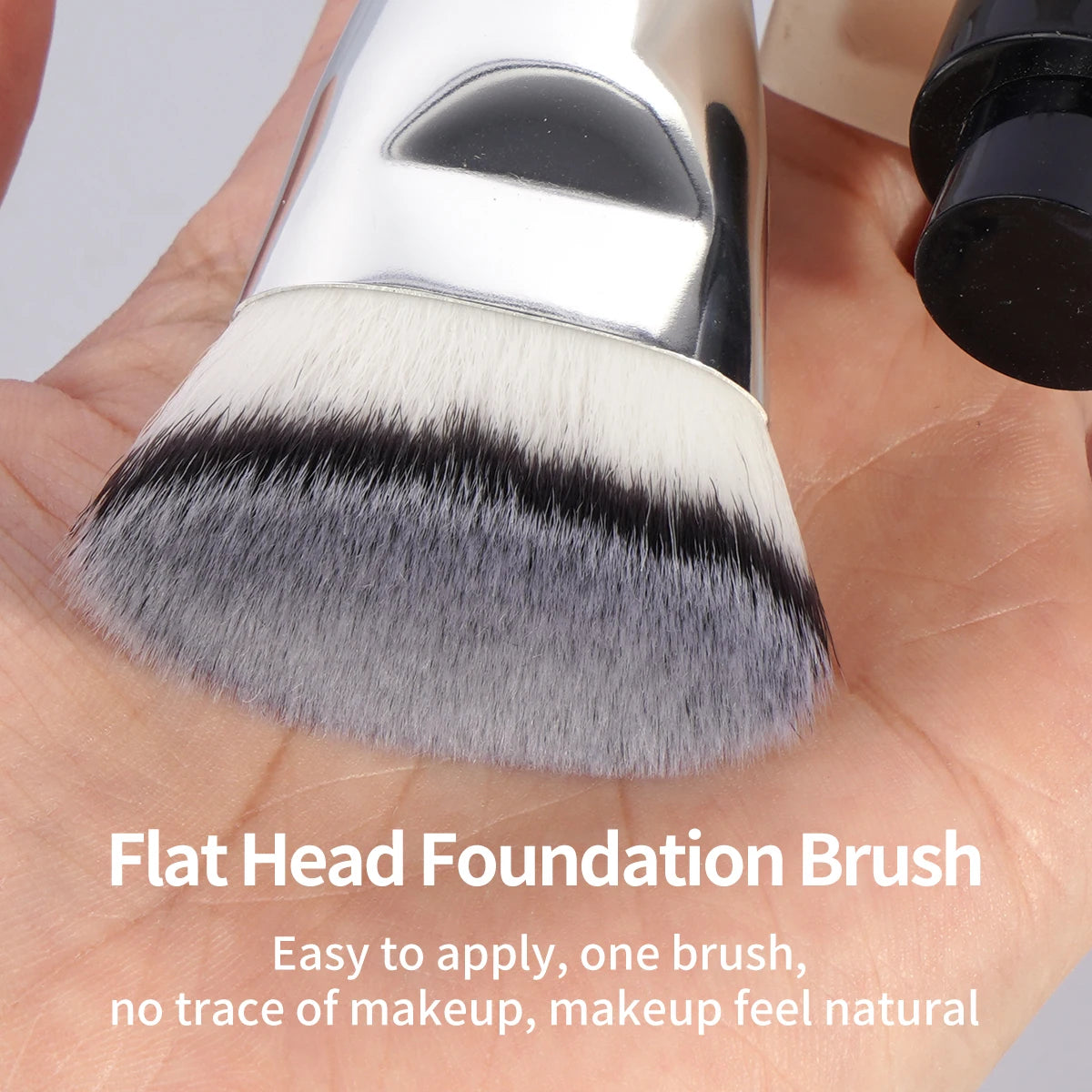 MAANGE 4pcs Makeup Brushes: 2x Dual-Ended Blush & 2x Flat Top Angled Foundation Brush Kit