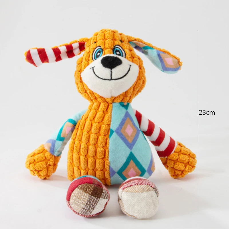 Interactive Animal Plush Pet Toy | Bite-Resistant Squeaky Dental Chew Toy