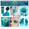 9 Colors Holographic Chunky & Fine Glitter Powder - Body, Face & Nail Art Shimmer (80g)