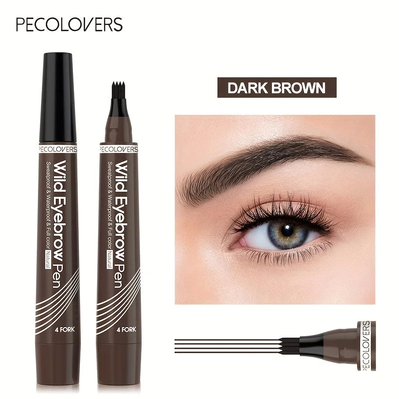 6-Color Waterproof Microblade Eyebrow Pen | 4-Tip Liquid Eyebrow Tattoo Pencil
