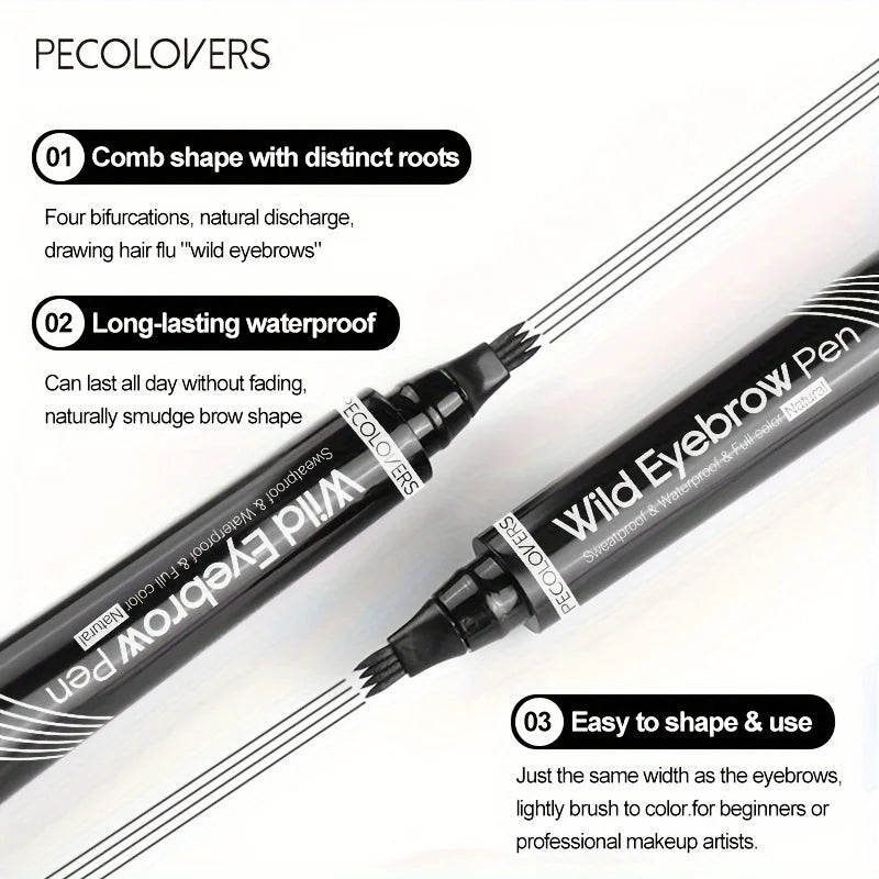 6-Color Waterproof Microblade Eyebrow Pen | 4-Tip Liquid Eyebrow Tattoo Pencil