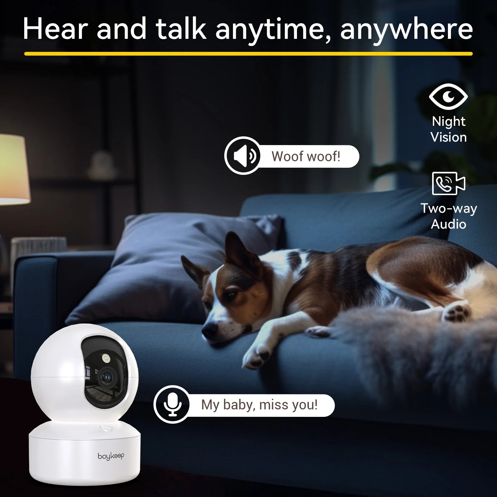 Boykeep 2K Smart Pet & Baby Camera | 5G Dual-Band WiFi Indoor Security Camera with 360° Pan/Tilt & 2-Way Audio