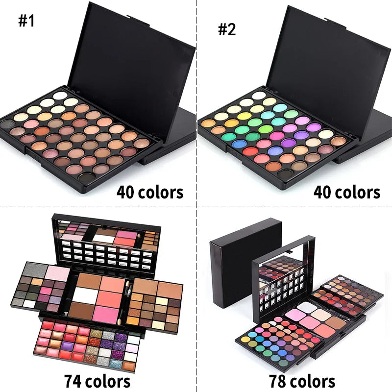 Professional Matte & Glitter Eyeshadow Palette - Waterproof Long Lasting Makeup Kit (40/74/78 Colors)
