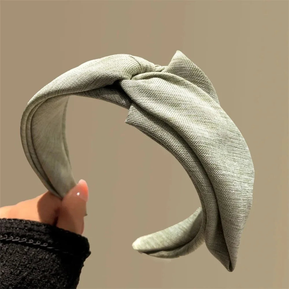 Soft Cotton Knit Wide Headband for Women - Ruched Scrunchie Texture Makeup Hair Hoop