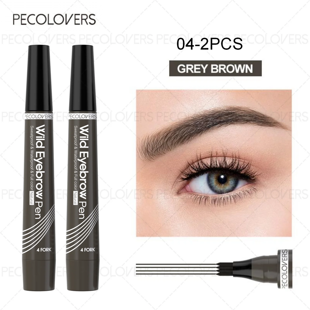 6-Color Waterproof Microblade Eyebrow Pen | 4-Tip Liquid Eyebrow Tattoo Pencil