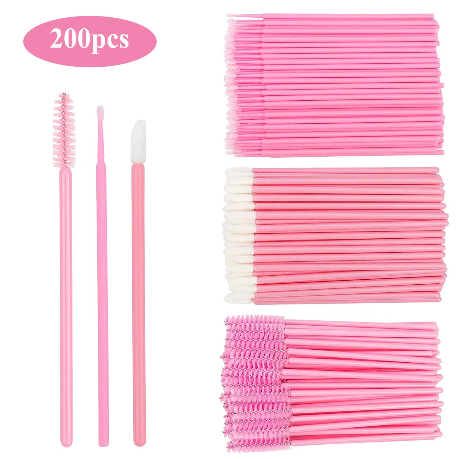 200-Piece Disposable Makeup Brushes Set | Mascara Wands, Lip Applicators & Microbrushes