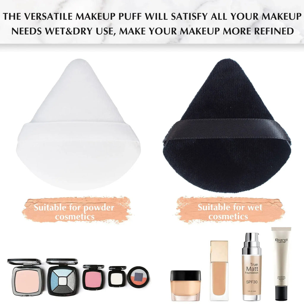 Triangle Velvet Powder Puffs - Washable & Lightweight Makeup Sponges (10/20 Pcs)